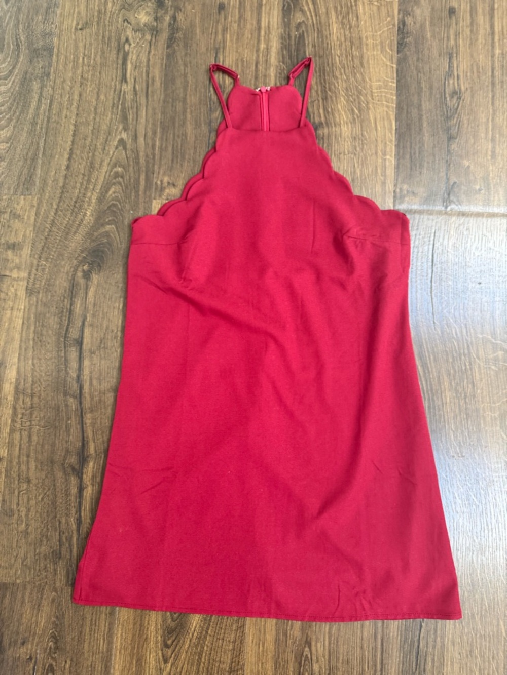 Lulu's Burgundy Scalloped Halter Mini Dress